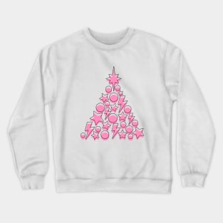 Pink Christmas Tree, Lightning, Star and Baubles Crewneck Sweatshirt